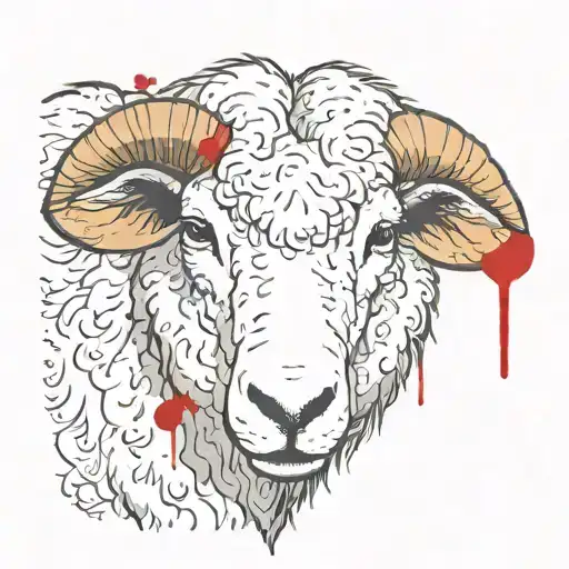 sheep head with blood drops coming out the ne hole with circle accent around the head  tattoo design idea