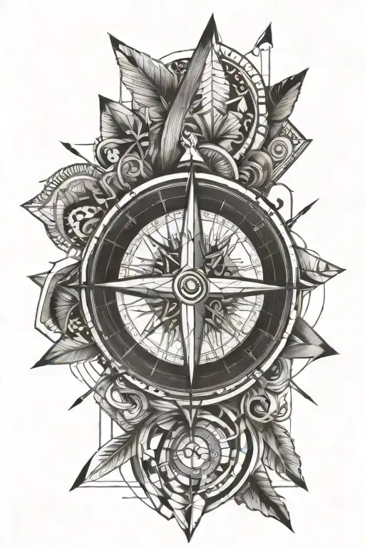 Compass and Arrow tattoo design idea