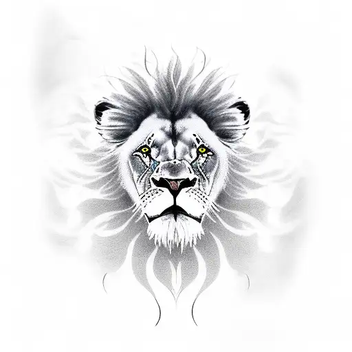 Lion with face scar tattoo design idea