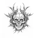 the gates of hell on every door there is a skeleton around a rose with thorns tattoo design idea