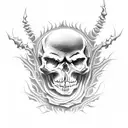 the gates of hell on every door there is a skeleton around a rose with thorns tattoo design idea