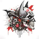 Batman half skull wearing tattoo design idea