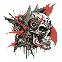 Batman half skull wearing tattoo design idea