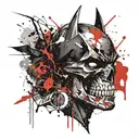 Batman half skull wearing tattoo design idea