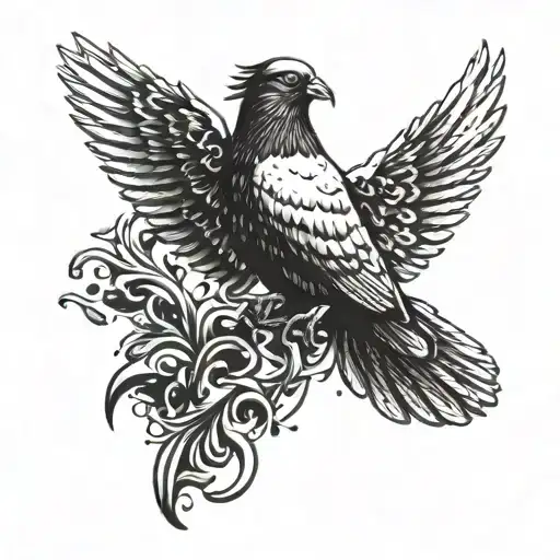 pigeon broken clamp scales tattoo design idea