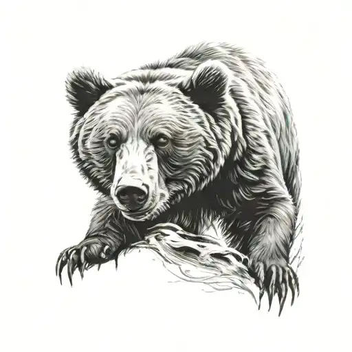 bear swiping paw tattoo design idea