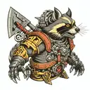 mechanical racoon warrior tattoo design idea