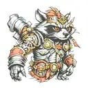 mechanical racoon warrior tattoo design idea