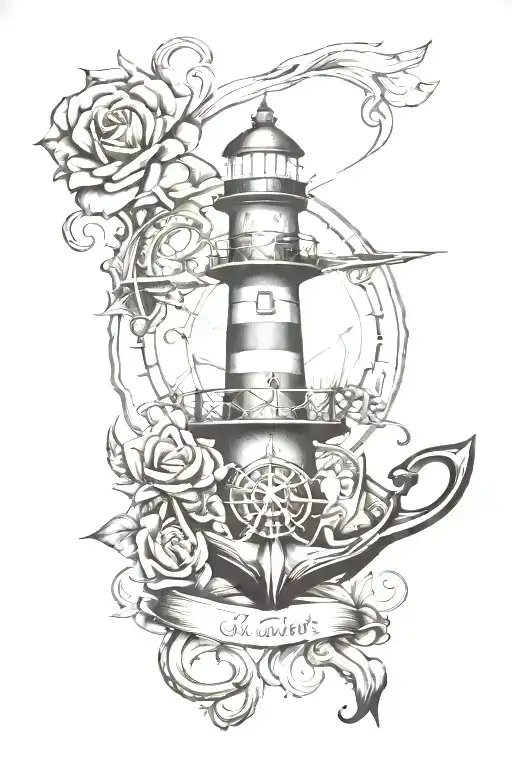 anchor octopus lighthouse compas rose tattoo design idea