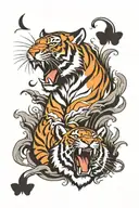 love tiger roaring tattoo design idea