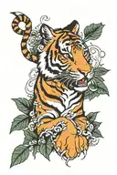 love tiger roaring tattoo design idea