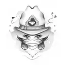 Cowgirl hat with a heart-shaped cigarette smoke trail tattoo design idea