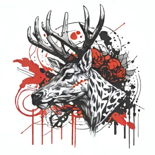 deer head tattoo design idea