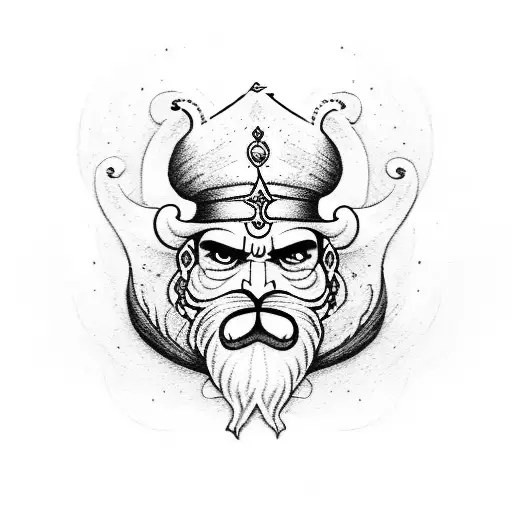 whitebeard logo with god krishna tattoo design idea