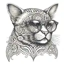 cat with sunglasses and mandala tattoo design idea