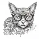 cat with sunglasses and mandala tattoo design idea