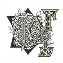 the letters 1of1 tattoo design idea
