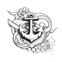 anchor and flowers tattoo design idea