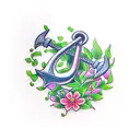 anchor and flowers tattoo design idea