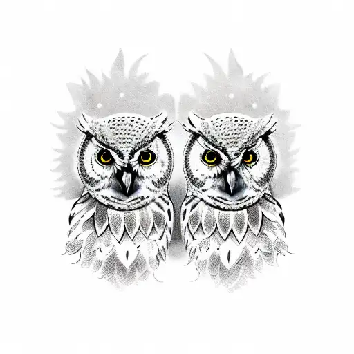 Owl and Eagle tattoo design idea