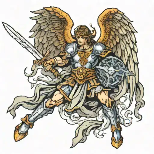 saint Michael fighting tattoo design idea