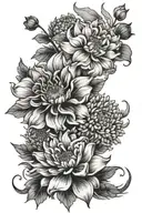 cosmo flower and chrysanthemum bouquet tattoo design idea