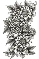 cosmo flower and chrysanthemum bouquet tattoo design idea