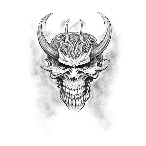 devil with kalashnikov tattoo design idea