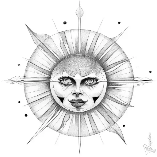 sun with moon  tattoo design idea