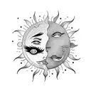 sun with moon  tattoo design idea