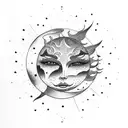 sun with moon  tattoo design idea