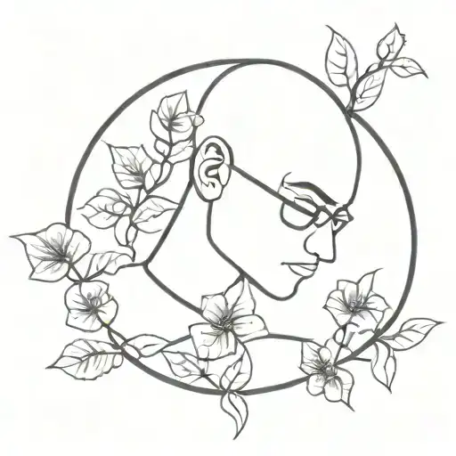 a computer hacker with floral patterns inspired tattoo design idea