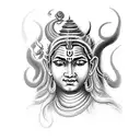 A black-grey tattoo depicting the half-face of Lord Shiva merging with the half-face of Parvati tattoo design idea