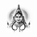 A black-grey tattoo depicting the half-face of Lord Shiva merging with the half-face of Parvati tattoo design idea