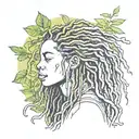 Dreadlocks woman botanical tattoo design idea