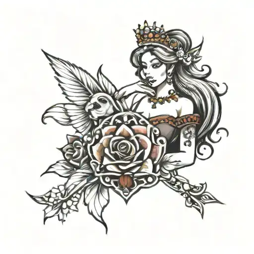 faixan named tattoo with Queen of heart tattoo design idea