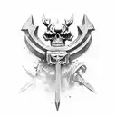  warrior fighting against undeads in a cemetery  tattoo design idea