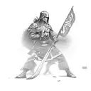  warrior fighting against undeads in a cemetery  tattoo design idea