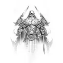  warrior fighting against undeads in a cemetery  tattoo design idea