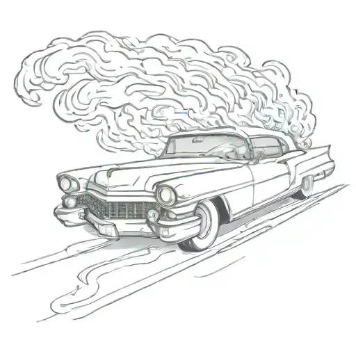 cadillac lowrider in fire   tattoo design idea