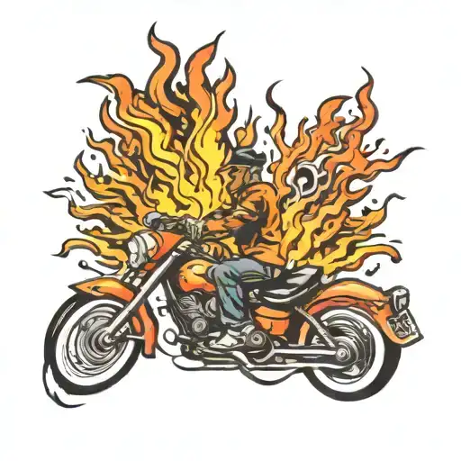 lowrider in fire coming tattoo design idea