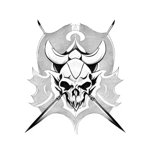 devil skull and sword  tattoo design idea