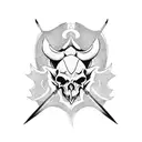devil skull and sword  tattoo design idea