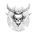 devil skull and sword  tattoo design idea