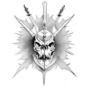 devil skull and sword  tattoo design idea