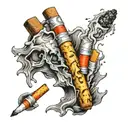 broken cigarette and patchs tattoo design idea