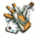broken cigarette and patchs tattoo design idea