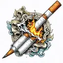 broken cigarette and patchs tattoo design idea
