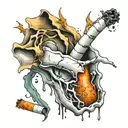 broken cigarette and patchs tattoo design idea