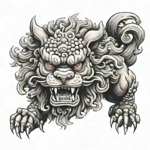 foo dog realistic  tattoo design idea